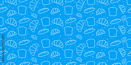 Bread with tiny flour specks pattern background. doodle bakery pattern background. bread seamless pattern background. bakery theme pattern.