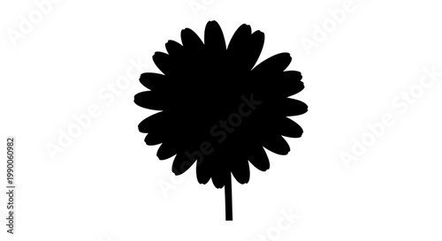 Black Flower Silhouette Vector Illustration Isolated on White