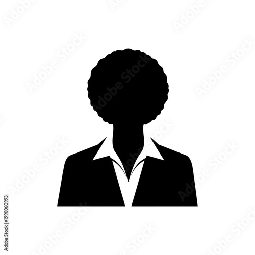 Business woman silhouette with afro hairstyle vector icon