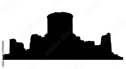 Ancient ruins architectural silhouette vector on white background