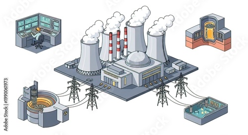 Industrial Nuclear Power Plant Energy Facility.