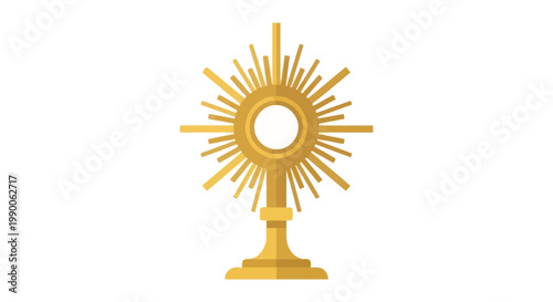 Golden Monstrance with Sunburst Rays - Catholic Eucharist Symbol