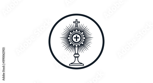 Catholic Eucharist Monstrance Icon Symbol, Sacred Heart, Holy Communion, Religious Clip Art