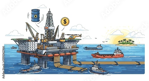 Offshore oil rig platform at sea 3.