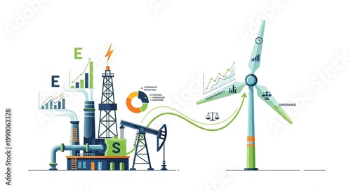 Renewable Energy Transition Concept Illustration.