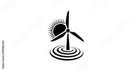 Renewable Energy Wind Turbine Icon Design.