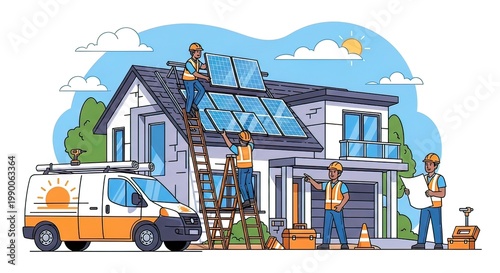 Solar Panel Installation on House Roof 1.