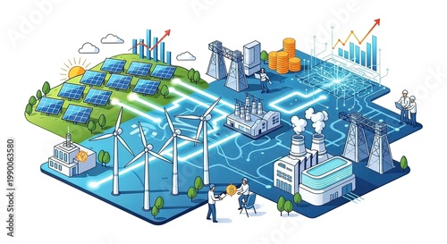Sustainable Energy Industrial Cityscape Infrastructure.