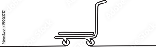 Continuous one single line warehouse trolley delivery handcart illustration concept. one line art icon drawing vector