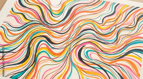 Colorful Abstract Swirling Lines Artistic Background.