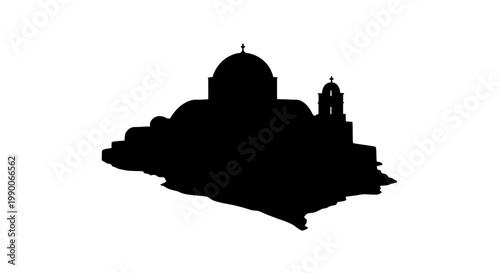 Greek Orthodox church silhouette vector with dome and crosses