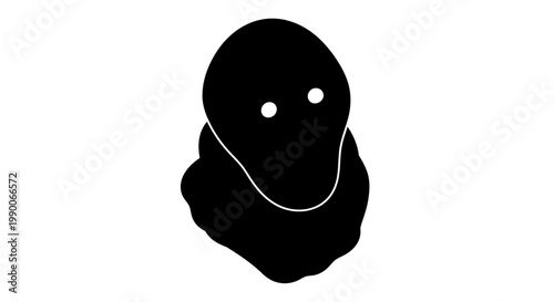 Abstract Spooky Monster Silhouette with White Eyes Illustration