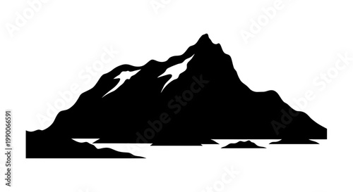 Black silhouette of a majestic mountain range over water vector