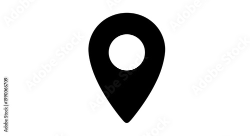 Black Map Pin Location Pointer Vector Icon on White Background