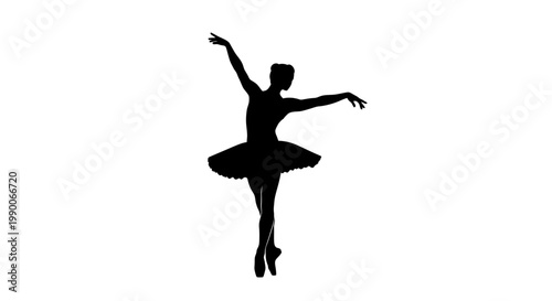 Graceful ballerina silhouette in tutu vector illustration