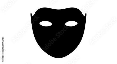 Minimalist black silhouette masquerade mask vector illustration
