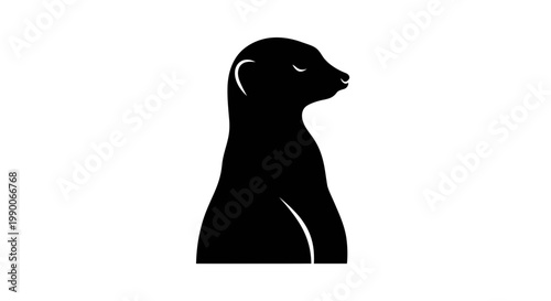 Minimalist black meerkat silhouette vector graphic on white background