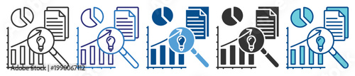 Data Exploration icon set multiple style collection