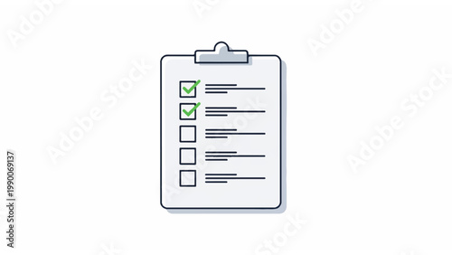 Checklist on Clipboard with Marked Boxes.