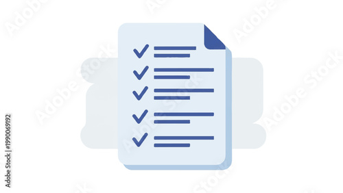 Checklist with blue ticks and lines.