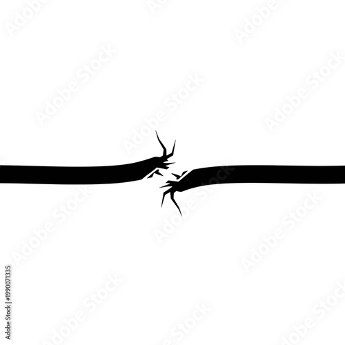 Minimalist black broken line vector representing disconnection