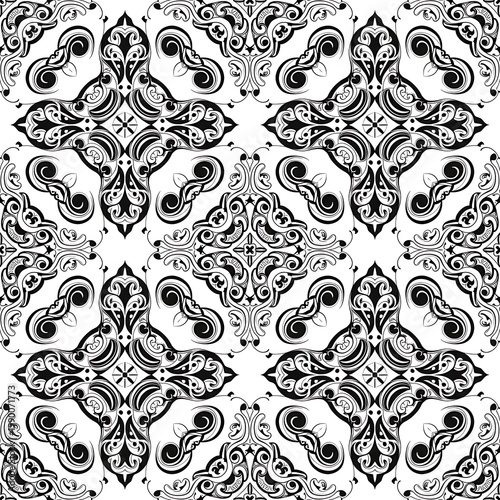 Seamless Black and White Ornate Filigree Pattern