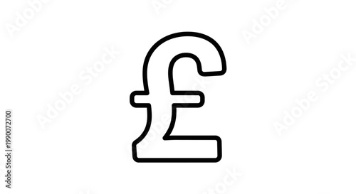 British Pound Sterling Currency Symbol Line Art Vector Illustration