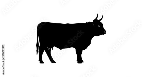 Black cow silhouette vector illustration isolated on white background