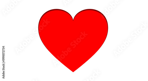Red heart symbol of love and romance isolated on white