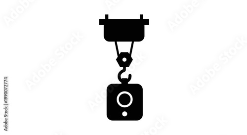 Industrial crane hook lifting cargo container vector icon