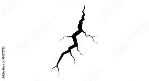 Jagged black crack vector illustration on white background