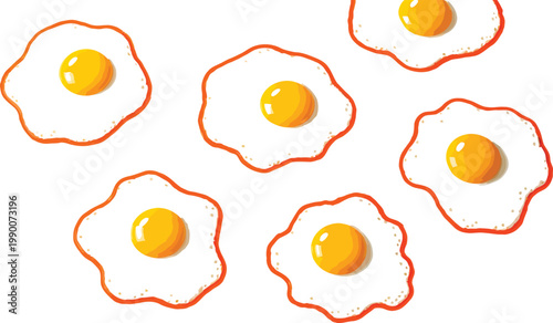 Delicious Fried Egg Illustration Set