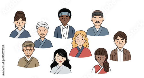 Diverse group of people illustrations.