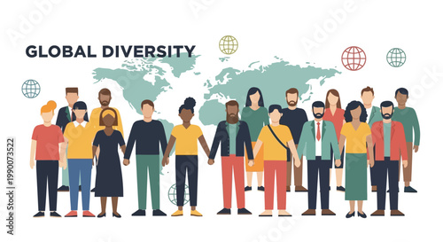 Diverse group of people standing together.