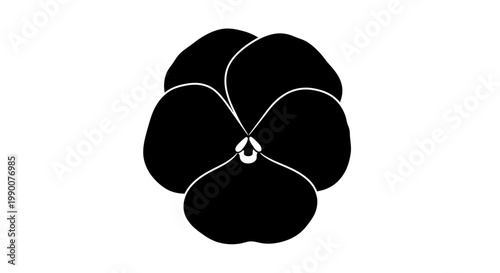 Black Pansy Flower Silhouette Vector Illustration