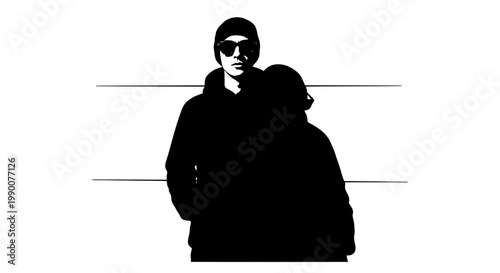 Silhouette of a couple in urban streetwear vector illustration