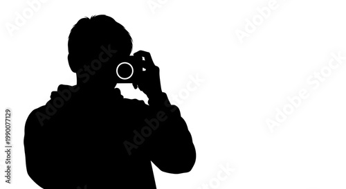 Photographer silhouette vector illustration holding a digital camera