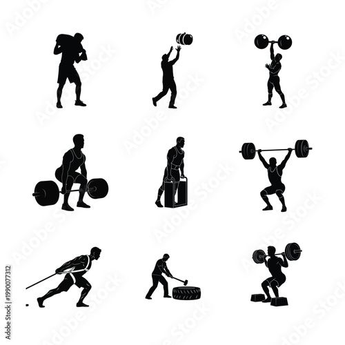 Aesthetic Bodybuilding Muscle Flexing Silhouettes Classic Physique and Muscle Posing Routine Graphics