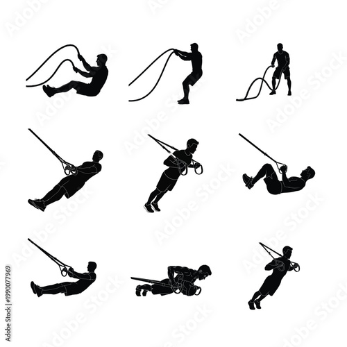 High Performance Gymnastics and Parkour Jump Silhouettes Athletic Movement and Acrobatics Icons
