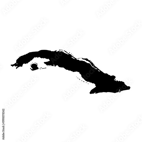 Black silhouette map of Cuba on white background vector illustration