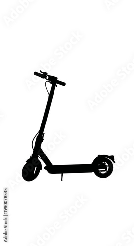 Modern electric kick scooter silhouette isolated on white