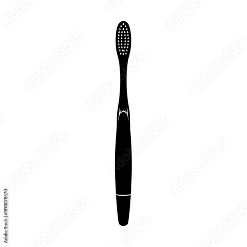 Black toothbrush silhouette vector illustration for dental hygiene