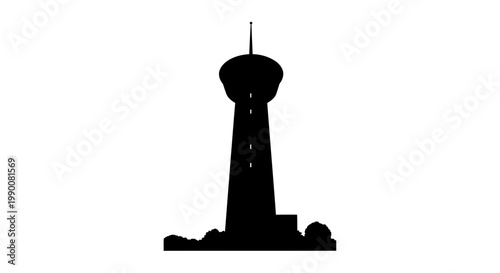 Observation Tower Silhouette Vector Illustration on White Background