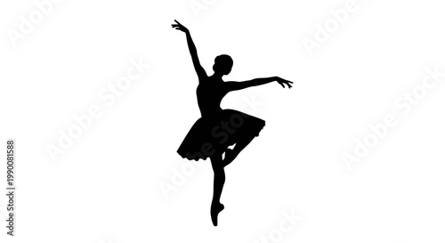 Graceful ballerina silhouette dancing in tutu vector illustration