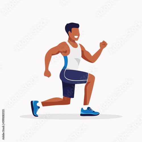 Man performing a lunge exercise for fitness and health.