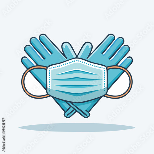 Medical Gloves and Mask Heart Shape Protection Concept.