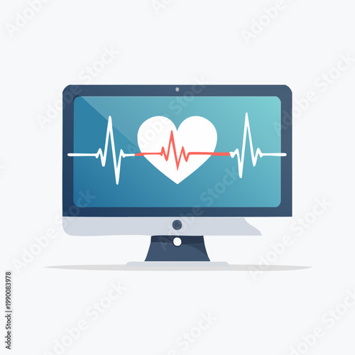 Medical monitor displaying heart rate vital signs and health.