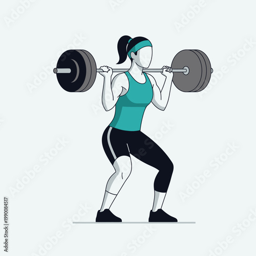 woman doing squats with a barbell.