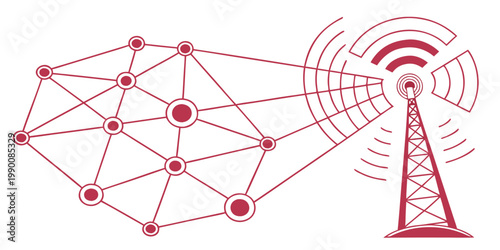 Bild auf Leinwand Telecommunication tower broadcasting wireless network signal concept with teleco