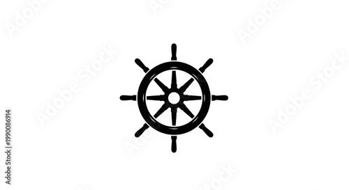 Nautical symbol of a ship's steering wheel, representing control and direction in maritime navigation and exploration